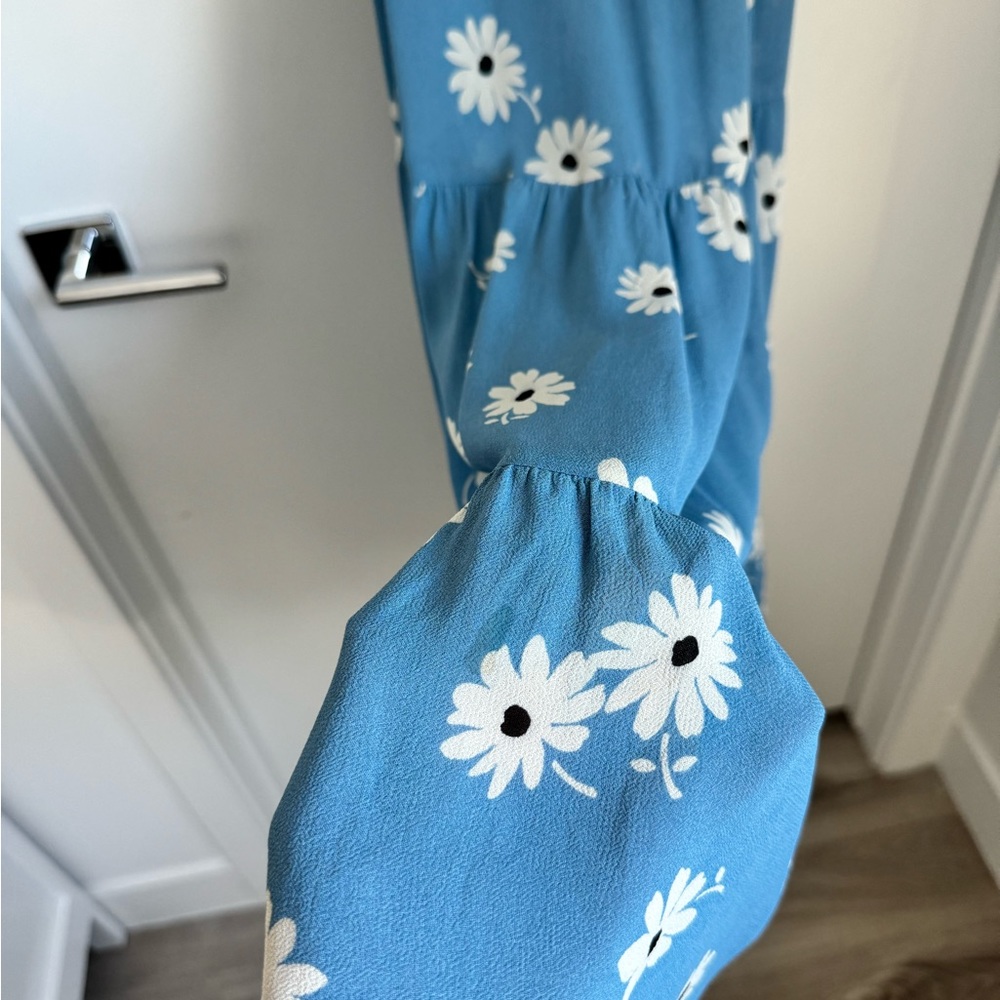 Reformation Kealy Tiered Midi Dress Chelsea Girl Blue Daisy Floral - Picture 9 of 13